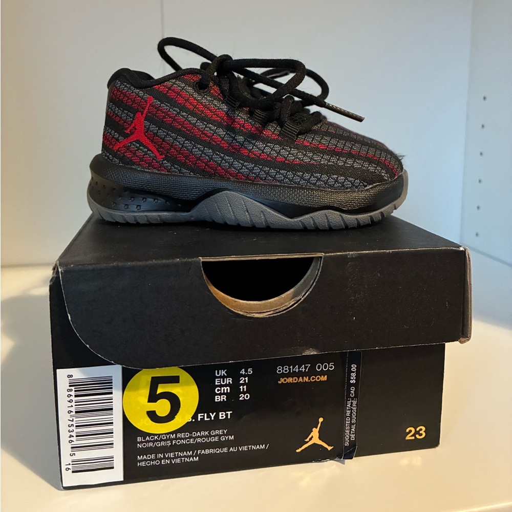 Jordan Toddlers’ Black and Red Fly BT Athletic Shoe